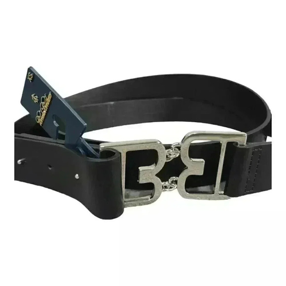 Brooks Brothers Belt Women\'s Black Leather Logo XS Made in Italy